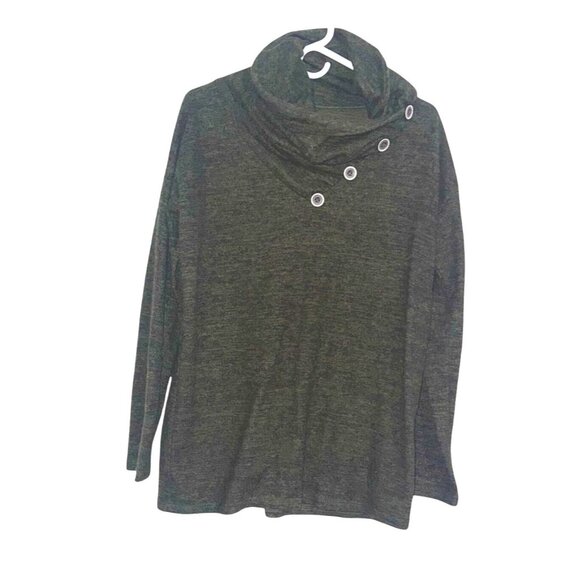 Vanilla Bay Tops - Vanilla Bay Olive Green Cowl Neck Button Detail Long Sleeve Sweater Top